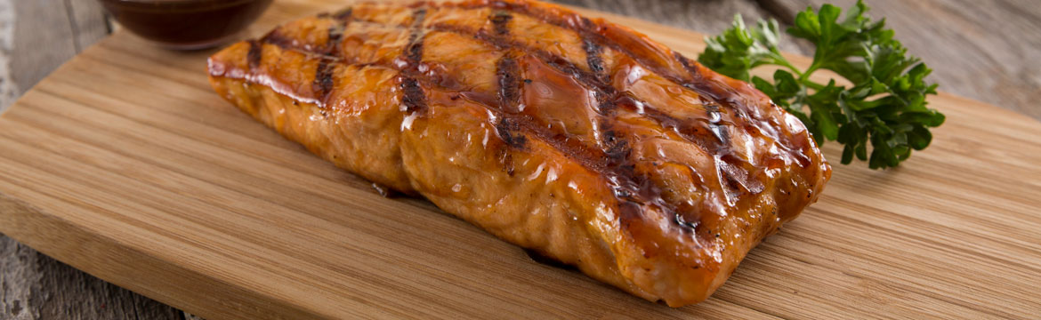 Bourbon Salmon - available at participating locations Bourbon Salmon with sauce